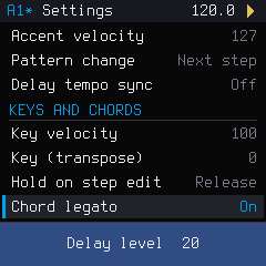 The settings page